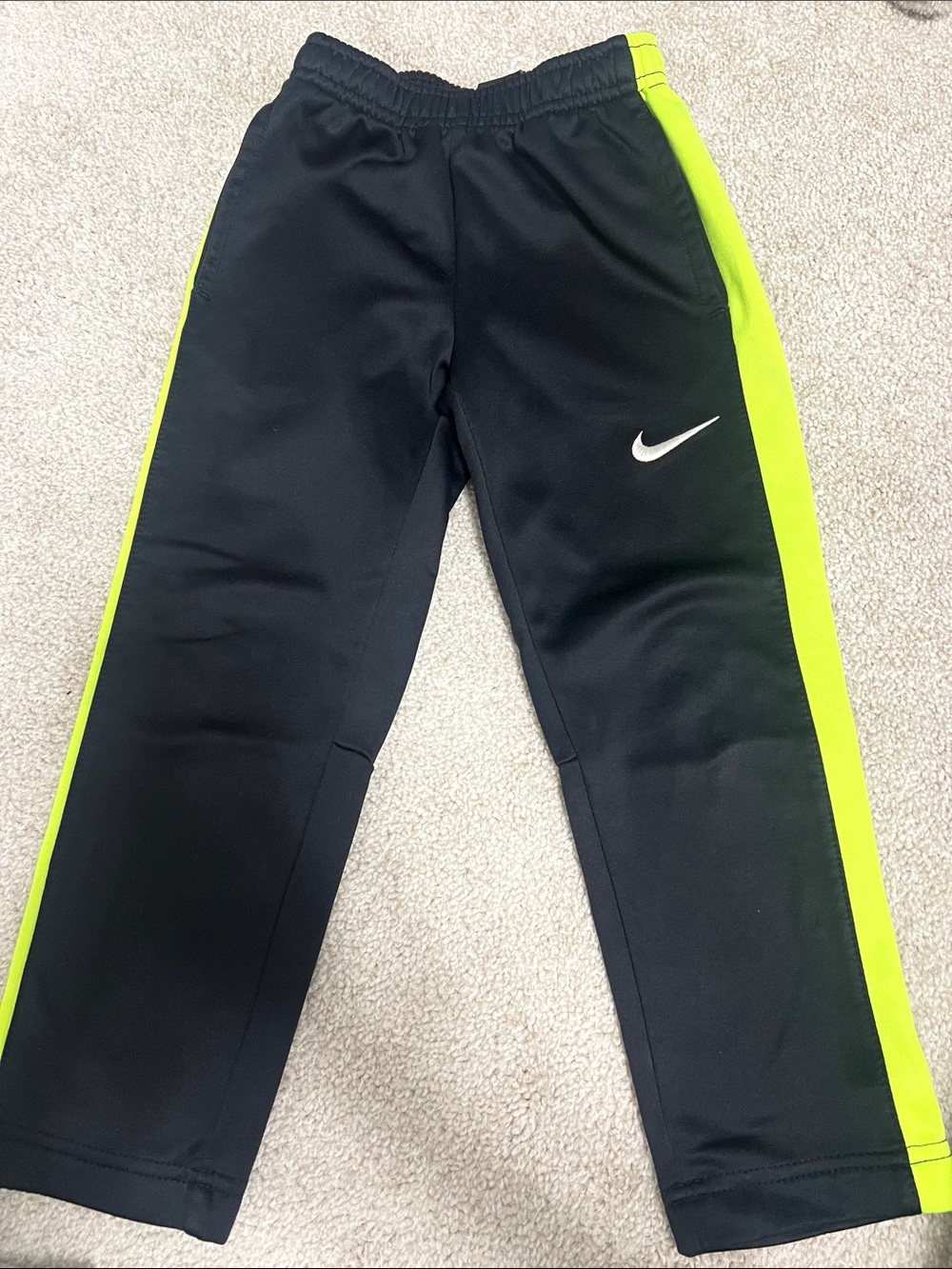 Nike Black Joggers with Neon Yellow Side Panels